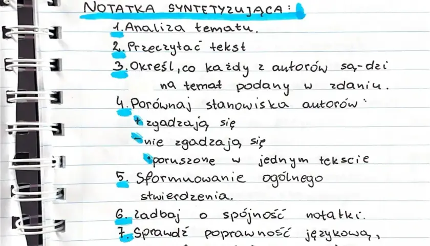 Notatka syntetyzująca matura: Wzór + 4 punkty krok po kroku