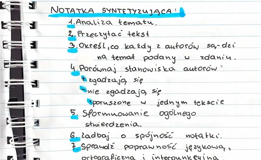Notatka syntetyzująca matura: Wzór + 4 punkty krok po kroku