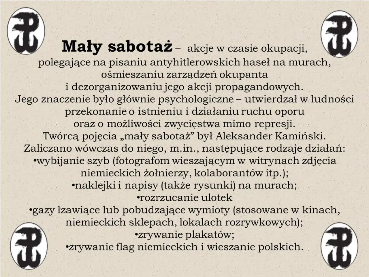 Mały Sabotaż Kamienie na szaniec kotwica
